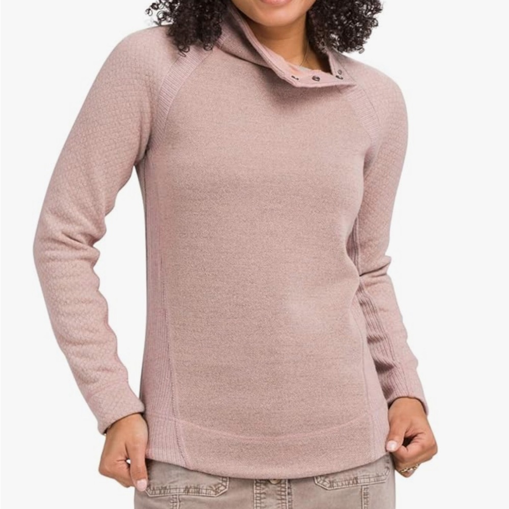PrAna Brandie Pink (Light Mauve Heather) Wool Blend Sweater Size Medium